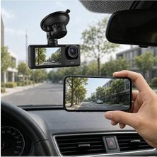 Die Grup Çift Kameralı Araç Içi Kamera 1080P Full Hd, 170° Geniş Açı, G-Sensör, Wifi, 2.4 Inç Ekran, Ön ve Arka Kayıt, Gece Görüşü