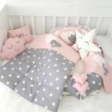 Die Grup Gri Yıldızlı Ortopedik Lüx 7'li Babynest Set, Pembe, %100 Organik Pamuk