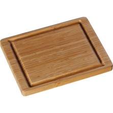 Die Grup Doğal Bambu Kesme Tahtası, 26 x 20 Cm, Küçük Boy, Oluklu, Bıçak Dostu Yüzey