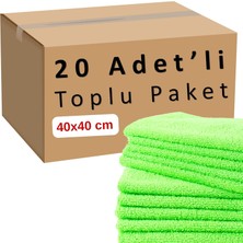 Die Grup Toplu Paket 20-Adet Mikrofiber Bez Seti Yeşil Renk, 40X40 cm 160 Gsm Emici Tüylenmez Çabuk Kurur Mikrofiber Temizlik Kuruluma Bezi, Dayanıklı Çok Amaçlı Kullanım Mikro Fiber Havlu