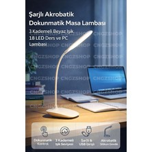 Die Grup Şarjlı Akrobatik Dokunmatik Masa Lambası, 3 Kademeli Beyaz Işık, 18 Led, USB Girişli