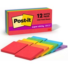 Die Grup Super Sticky Notes, 3 x 3, Five Electric Glow Colors, 12 90-Sheet Ped/paket