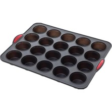 Die Grup 5five - 20 Muffin Kalıbı Silikon Silitop Siyah Kırmızı