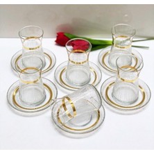 Die Grup Handmade Gold Işlemeli 6 Kişilik Çay Seti