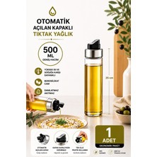 Cotswold Damlatmaz Tiktak Kapaklı Cam Yağlık 500 ml Yağdanlık (Otomatik Açılan Kapaklı Yağlık) Damlatmaz