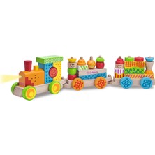 Die Grup 195029 100002236 Işık ve Ses Fonksiyonlu Renkli Tren, 28 Eğitici Blok, 31 Parça, Uzunluk 59 Cm, Piller Dahil, Huş Ağacı