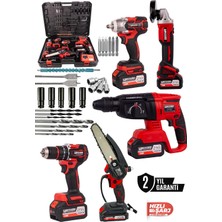 Die Grup Kimmeer Plus Profesyonel 21V Matkap Hilti Taşlama Somun Sıkma Testere 5'li Set