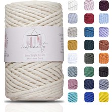 Die Grup Tek Telli Makrome Ipi 3 mm x 100 Metre (328 Fit) 3mm Tek Telli Doğal Pamuk Ip, Makrome Sanat ve El Sanatları Için Duvar Süsleri Için Geri Dönüşümlü Pamuk Ip Ipliği Dıy (Ekru, 1 Makara)