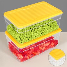 Die Grup 2'li Derin Buzdolabı Organizer Set Düzenleyici Saklama Kabı Mikrodalga Difriz Kabı 2500ML Sarı