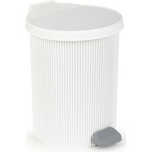 Die Grup 0706-1 Still 10 Litre Pedallı Iç Kovalı Çöp Kovası – Beyaz Yuvarlak Banyo ve Mutfak Çöp Kovası