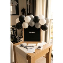 Partixa Siyah Beyaz Taraftar Süsleme Mini Set Siyah Keçe Yazı Panosu Standlı Balon Zincirli Taraftar Doğum Günü Süsleri