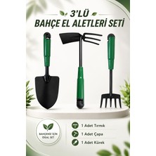 Die Grup Metal Hobi Çapa Tırmık 3'lü Set Bahçe Tarla Çim Peyzaj Bitki Çiçek Ekme Toprak Işleme Küreği Küçük