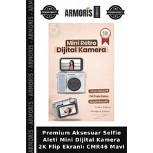 Armoris Premium Aksesuar Selfie Aleti Mini Dijital Kamera 2k Flip Ekranlı CMR46 Mavi