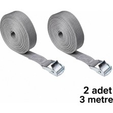 Die Grup Yük Bağlama Kayışı Metal Tokalı Gri 3 Metre 2 Adet Set