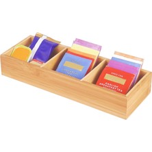 Die Grup Mutfak Tezgahı Için Bambu Çay Poşeti Düzenleyici, 3 Bölmeli Ahşap Çay Poşeti Sandığı, Içecek Malzemeleri, Şeker, Tatlandırıcılar, Bireysel Paketler Için Bölünmüş Saklama Kabı