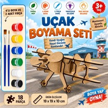 Die Grup Alg Wood Design Ahşap Uçak Maketi Boyama Seti – 18 Parça 3D Mdf Uçak Modeli, 19 x 19 x 10 cm