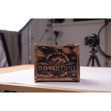 Die Grup Eskitme Ahşap Takı ve Anı Kutusu - Adventure Temalı Dekoratif Saklama Kutusu 11X6X5 cm