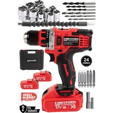 Die Grup Kimmeer Plus 12V 1.5 Ah Çift Akülü Metal Şanzımanlı Matkap Seti