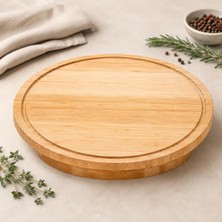 Die Grup 25 cm Bambu Yuvarlak Kesim Panosu, Kesme Tahtası ve Sunum Tabağı