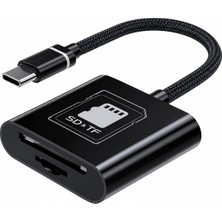 Die Grup Usb-C Sd ve Micro Sd Kart Okuyucu, Type-C Hafıza Kartı Adaptörü, 480 Mbps Hızlı Veri Aktarımı, Tak Çalıştır, Örgülü Kablolu Kompakt Kart Okuyucu, Telefon Tablet ve Bilgisayar Uyumlu