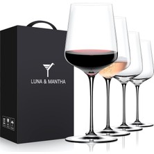Die Grup 4'lü Şarap Kadehi Seti, 425 ml Elde Üflemeli Kristal Kırmızı Beyaz Şarap Kadehi, Set Için Ideal Hediye, Düğünlerde Veya Doğum Günlerinde Kızartma