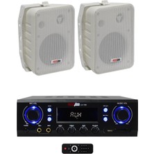 Die Grup Lastvoice LV-180 Stereo Anfi ve Lastvoice Duvar Tipi Hoparlör Ses Sistemi Seti, 2X180W, Bluetooth, Usb, Beyaz