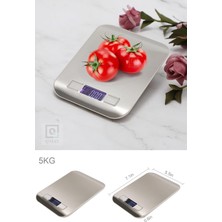 Die Grup Dijital Gıda Ölçeği Paslanmaz Çelik (1gr- 5 Kg) Hassas Ölçek LCD Ekran Diyet Ölçü Mutfak Terazisi