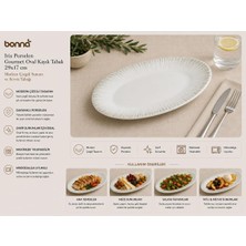 Die Grup Bonna Iris Porselen Gourmet Oval Kayık Tabak, Iç Mekan Kullanımı Için, 29X17 cm