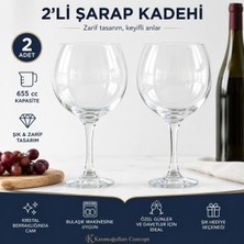 Die Grup 2 Li Kadeh 655 cc Oval Ağız Şeffaf Cam Büyük Boy Kadeh Kırmızı ve Beyaz Meşrubatlar Için Uygun Bulaşık Makinasında Yıkanabilir Özel Davet Sunum ve Hediyelik Sofra Dizayn ve Estetik Restoran