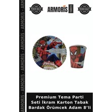 Armoris Premium Tema Parti Seti Ikram Karton Tabak Bardak Örümcek Adam 8’li