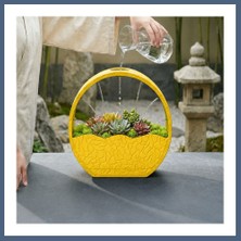 Bezos 3D Baskı Self-Watering Planter - Kendi Kendini Sulayan Saksı-Sarı BZS10