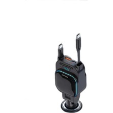 Die Grup SC07 96W Araç Şarj Cihazı – Pd3.0 & Qc3.0 Hızlı Şarj, Çift Toplanabilir Kablo (Type-C + Lightning), LED Ekran, 12V-24V Uyumlu