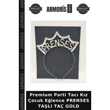Armoris Premium Parti Tacı Kız Çocuk Eğlence Prenses Taşlı Taç Gold