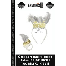 Armoris Özel Seri Hatıra Tören Takısı Bride Incili Taç Bileklik Seti