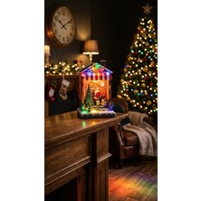 1000 Çeşit Hediye Dünyası Yılbaşı Temalı Müzikli ve Renkli LED Işıklı Minyatür Noel Baba Evi Dekoru