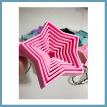 Bezos 3D Baskı Yıldız Fidget Anahtarlık - Hareketli Stres Oyuncağı ve Çanta Aksesuarı-Pembe MBT06