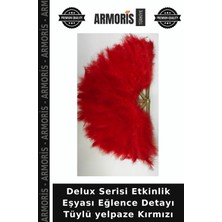 Armoris Delux Serisi Etkinlik Eşyası Eğlence Detayı Tüylü Yelpaze Kırmızı