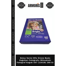 Armoris Delux Serisi Ofis Ürünü Baskı Kağıtları Fotoğrafçı Mitsubishi Fotoğraf Kağıdı 5x7 (13X18) 260 gr