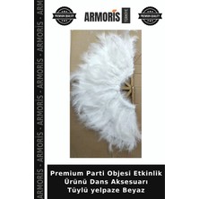 Armoris Premium Parti Objesi Etkinlik Ürünü Dans Aksesuarı Tüylü Yelpaze Beyaz