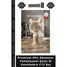 Armoris Premium Ofis Aksesuar Fonksiyonel Şarjlı El Vantilatörü F72 Bej