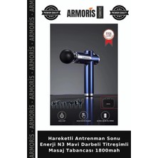 Armoris Hareketli Antrenman Sonu Enerji N3 Mavi Darbeli Titreşimli Masaj Tabancası 1800MAH