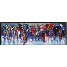 Simurg Sanatevi Şemsiyelerin Altında Dans Yağlı Boya Tablosu - Tuval Üzerine El Yapımı - 180 x 60 cm