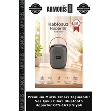 Armoris Premium Müzik Cihazı Taşınabilir Ses Işıklı Cihaz Bluetooth Hoparlör GTS-1679 Siyah