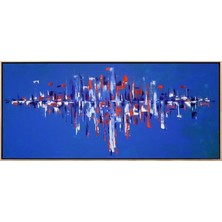 Simurg Sanatevi Soyut Deniz Yansımaları Yağlı Boya Tablosu - Tuval Üzerine El Yapımı - 180 x 80 cm