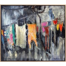 Simurg Sanatevi Eski Balat Sokağı Yağlı Boya Tablosu - Tuval Üzerine El Yapımı - 85 x 75 cm