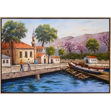 Simurg Sanatevi Boğaz Kıyısı Yağlı Boya Tablosu - Tuval Üzerine El Yapımı - 120 x 80 cm