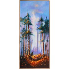 Simurg Sanatevi Orman ve Yol Yağlı Boya Tablosu - Tuval Üzerine El Yapımı - 60 x 140 cm