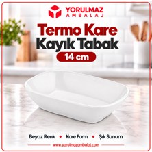 Yorulmaz Ambalaj 14 cm Termo Kare Kayık Tabak | Kırılmaz ve Şık Meze Sunum Tabağı