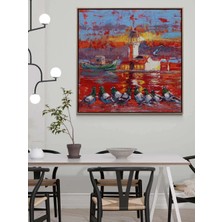 Simurg Sanatevi Kule Aşıkları Yağlı Boya Tablosu - Tuval Üzerine El Yapımı - 120 x 120 cm