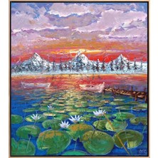 Simurg Sanatevi Su Güzeli Nilüferler Yağlı Boya Tablosu - Tuval Üzerine El Yapımı - 120 x 135 cm